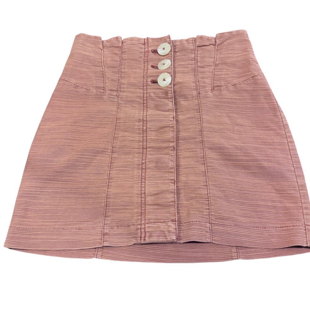 Free People Terracotta Textured Button Front High Waisted Mini Skirt Size 4